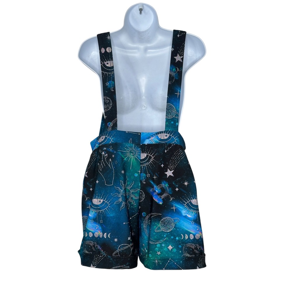 BlackMilk Shortalls Large Blue Galaxy Celestial Evil Eye Moon Phase Overalls - Picture 2 of 7